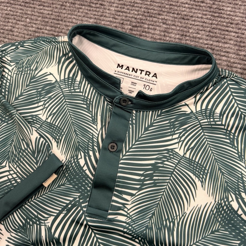Mantra Catalyst Performance Golf Band Collar Polo Shirt Men's  XL Green Floral